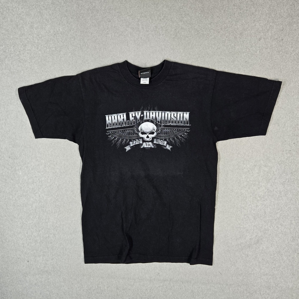 VINTAGE Harley-Davidson Men Shirt L Black 2006 Las Vegas Nevada Skull USA Made